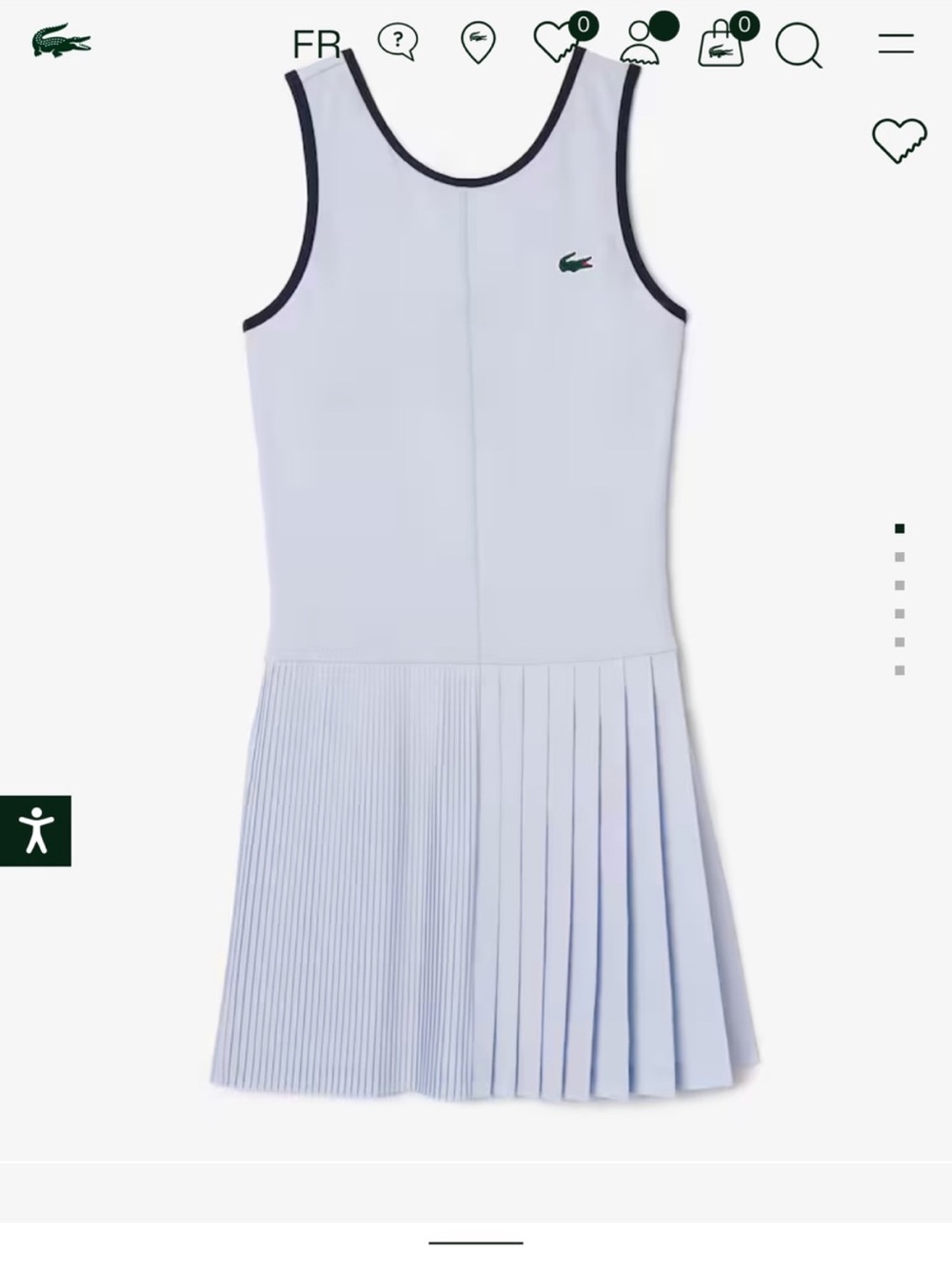 Lacoste Light Blue Pleated Tennis Dress with Contrast Trim Size 4